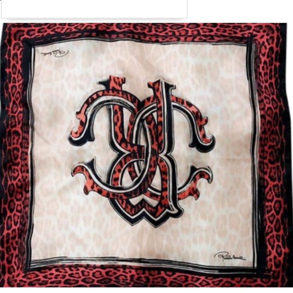 Roberto Cavalli Red printed silk scarf